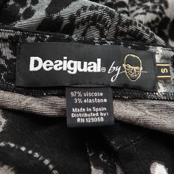 Desigual Knit Dress Midi Sheath Floral Cap Sleeve Black Grey Size Small - Picture 3 of 5